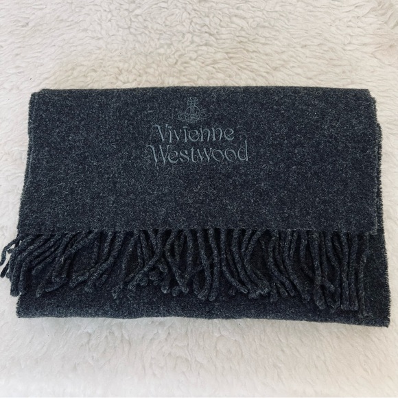Vivienne Westwood Charcoal Black 100% Wool Unisex Shawl/Wrap Muffler 60” x 12” - Picture 7 of 11